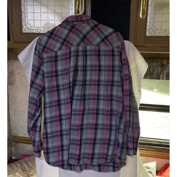 Izod Mens Plaid Button Up Shirt XL Long Sleeve Cotton Pockets Gray Pink Vintage - Picture 4 of 4